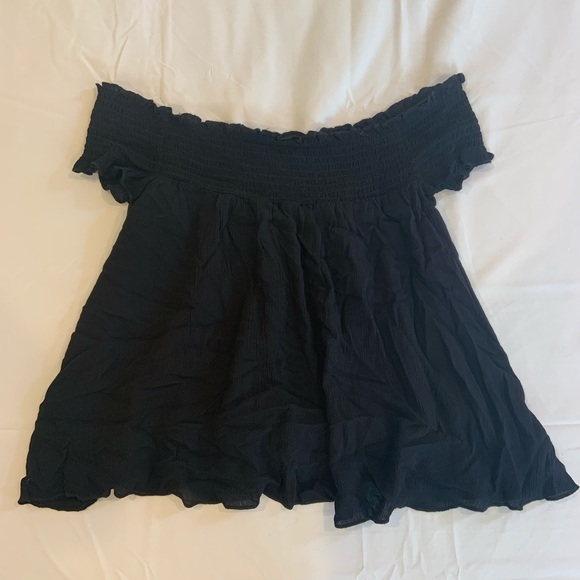 Black Off the Shoulder Baby Doll Top - Picture 2 of 3